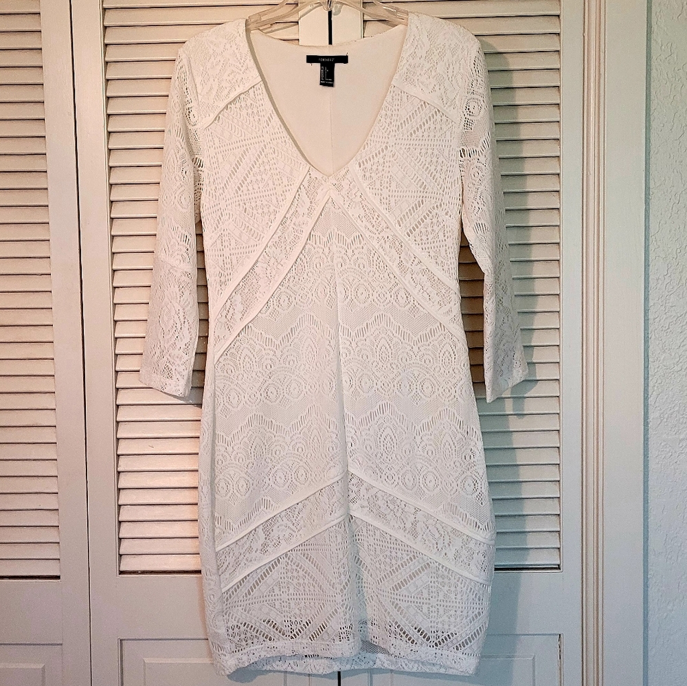 Forever 21 White Lace Midi Dress